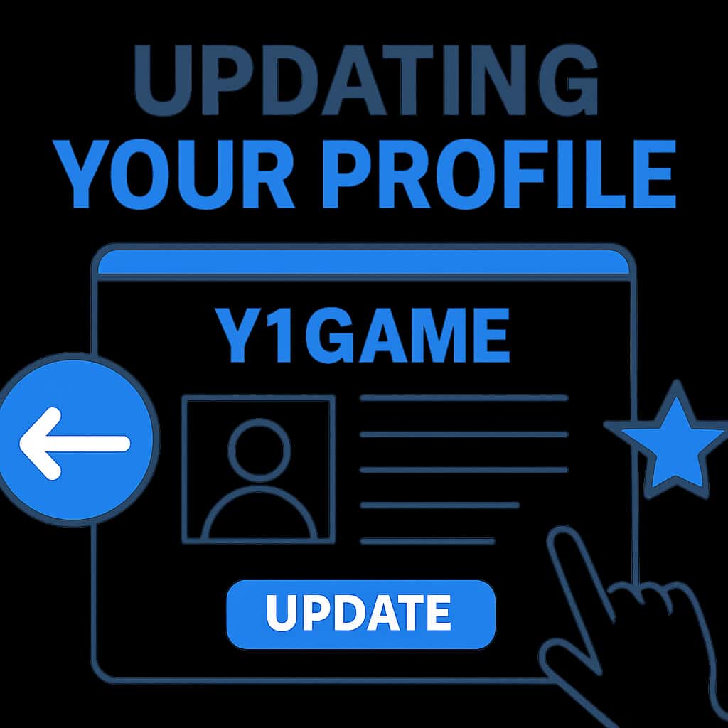 An educational illustration detailing the steps to update a V1 Game profile.