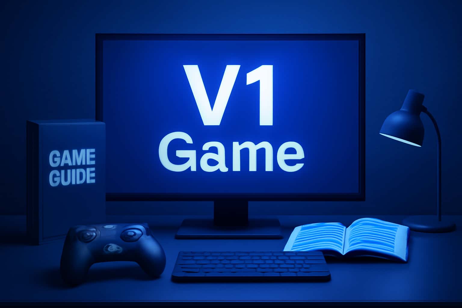 An informative depiction of V1 Game Guides, showcasing the platform's features with a modern design.