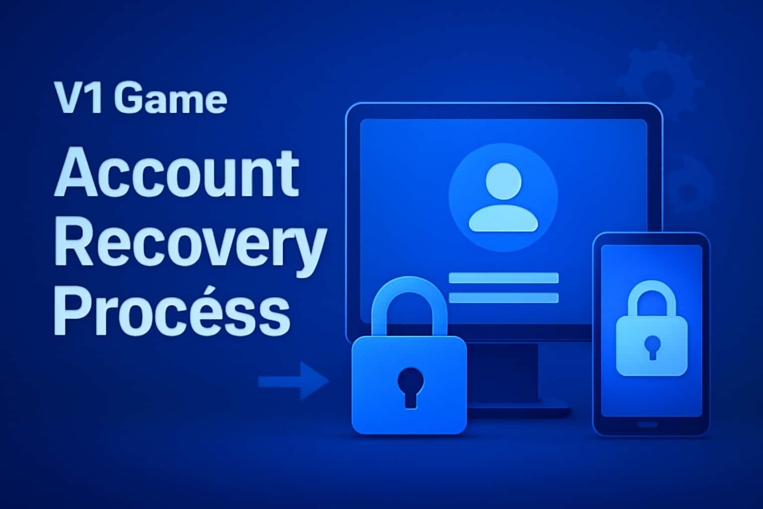 An informative graphic depicting the V1 Game Account Recovery Process with blue accents.